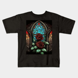 Stained Glass Roses Kids T-Shirt